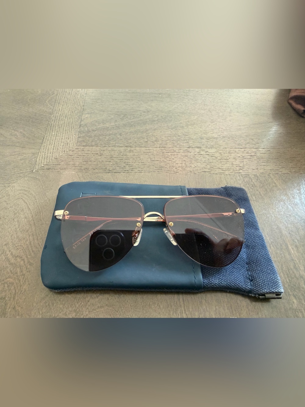 Le Specs Gold Frame Sunglasses with Brown Gradient Lenses with Case